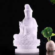 Buddha Stones Kwan Yin Avalokitesvara Handmade Figurine Liuli Crystal Art Piece Wealth Statue Home Offering Decoration