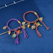 Buddha Stones Tibetan Green Tara Zakiram Goddess of Wealth Thangka Luck Braid String Bracelet Bracelet BS 4