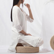 Buddha Stones 2Pcs Tai Chi Meditation Yoga Cotton Clothing Top Pants Women's Set