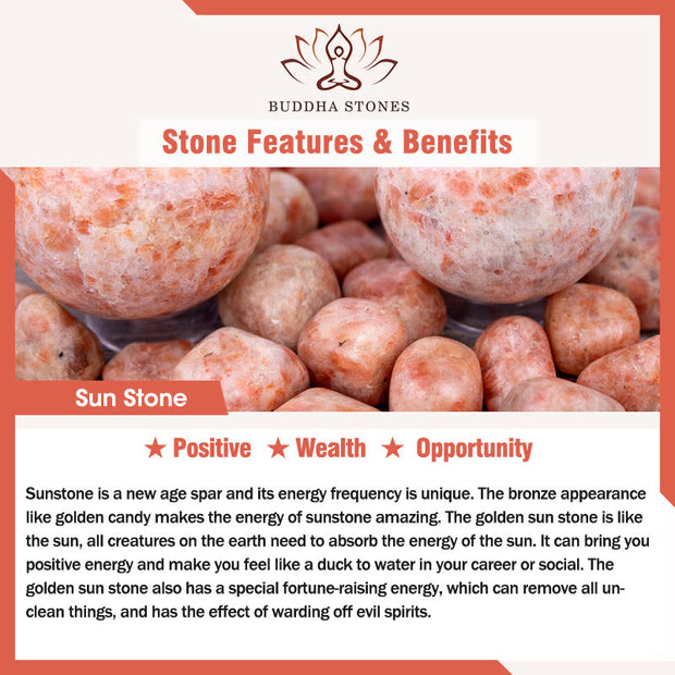 Buddha Stones 14K Gold Plated Natural Strawberry Quartz Labradorite Sun Stone Fu Character Positive Charm Bracelet