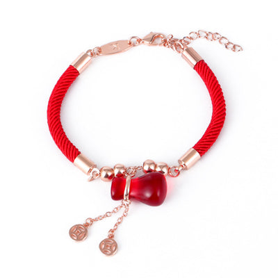 Buddha Stones Wealth Attractor Red Agate Red Rope Bracelet Bracelet BS Red Agate(Bracelet Size 18+3cm)