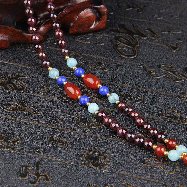 Buddha Stones Natural Garnet Pink Crystal Red Agate Fortune Necklace Bracelet Necklaces & Pendants BS 3