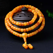 Buddha Stones 108 Beads Natural Amber Emotional Balance Bracelet Mala Mala Bracelet BS 6*8mm*108 Amber
