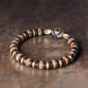 Buddha Stones Tibetan Yak Bone Ebony Wood Strength Bracelet Bracelet BS 5