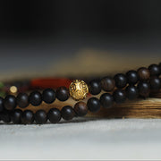 Buddha Stones 999 Gold Nha Trang Heiqinan Agarwood Amber Red Agate Strength Meditation Bracelet Bracelet BS 8