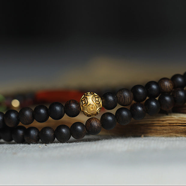 Buddha Stones 999 Gold Nha Trang Heiqinan Agarwood Amber Red Agate Strength Meditation Bracelet Bracelet BS 8