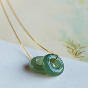 Buddha Stones Natural Round Jade Peace Buckle Luck Abundance Necklace Pendant Necklaces & Pendants BS 18