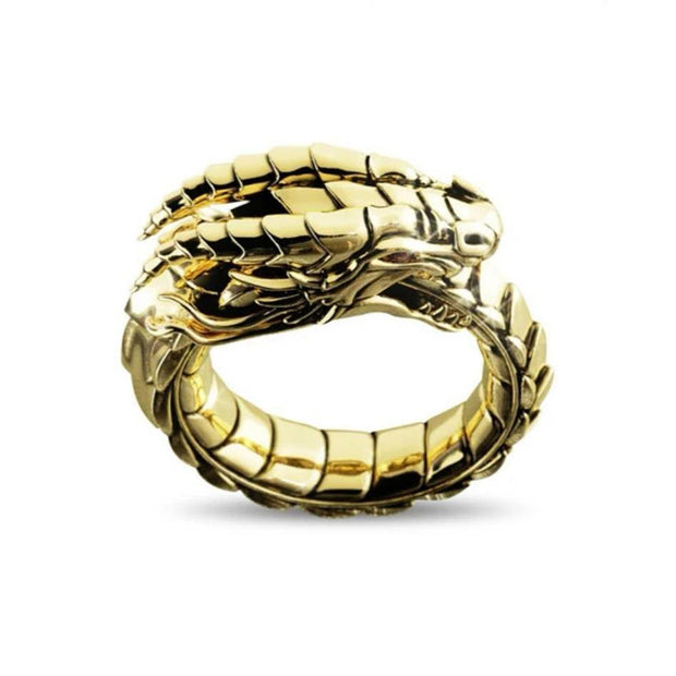 Buddha Stones Nordic Mythical Giant Dragon Nicolus Style Protection Ring Ring BS 5