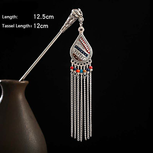 Buddha Stones Water Drop Lily of the Valley Flowers Tassels Confidence Hairpin