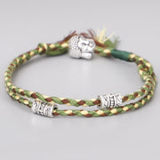 Buddha Stones  Head Serenity String Bracelet Bracelet BS Green