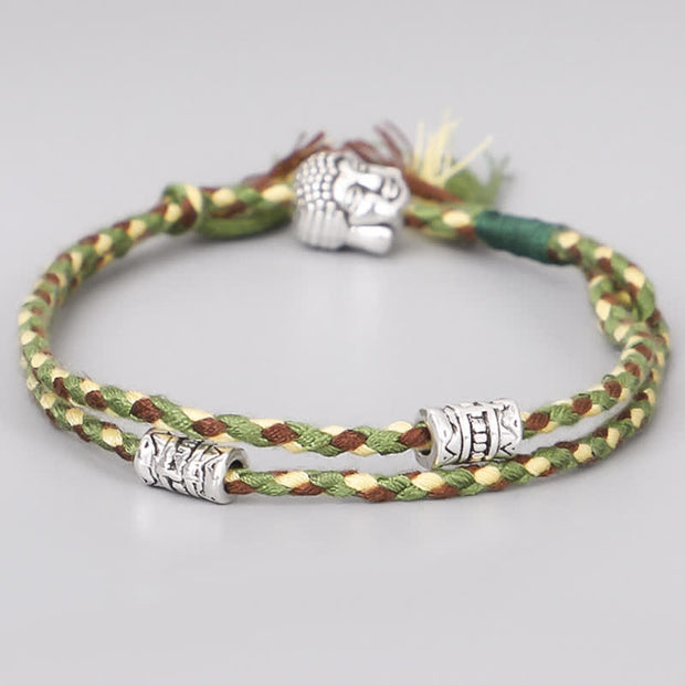 Buddha Stones  Head Serenity String Bracelet Bracelet BS Green