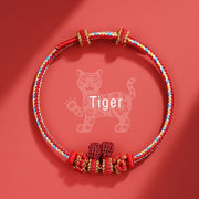 Buddha Stones Handmade Year of the Dragon Cute Chinese Zodiac Luck Braided Bracelet Bracelet BS Tiger(Wrist Circumference 14-18cm)
