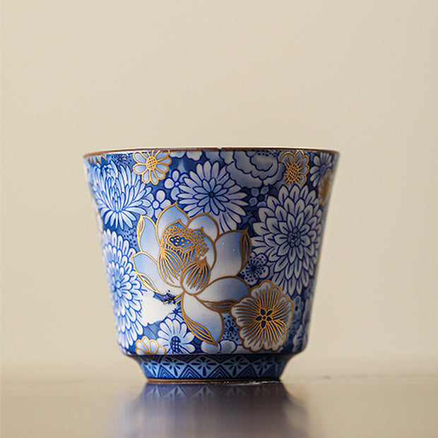 Buddha Stones Lotus Chrysanthemum Plum Blossom Flower Teacup Kung Fu Tea Cup Teapot Cup BS Cup 3.5cm*6cm*60ml