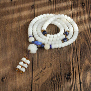 Buddha Stones White Bodhi Seed Mala 108  Beads Wealth Bracelet Bracelet BS 8*10mm