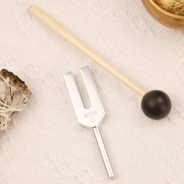 Buddha Stones Tuning Fork 4096HZ Aluminum Alloy Crystal Tuning Fork with Hammer for Chakra Healing