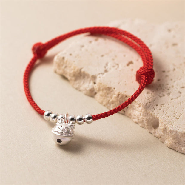 Buddha Stones Year of the Dragon 925 Sterling Silver Handmade Dragon Carved Success Braided Red Bracelet Bracelet BS Red Rope(Wrist Circumference 14-19cm)