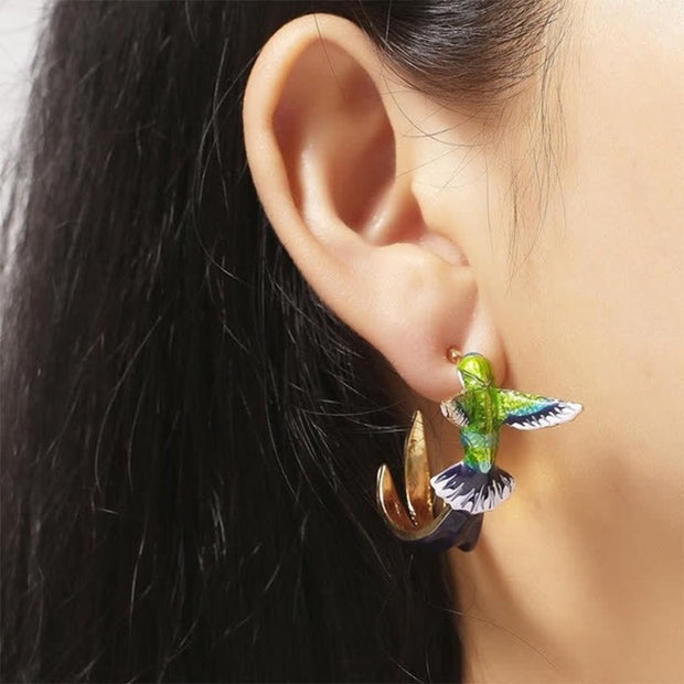 Buddha Stones Hummingbird Wealth Luck Earrings Earrings BS 2