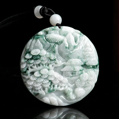 Buddha Stones Mountain Landscape Jade Abundance String Necklace Necklaces & Pendants BS Jade(Prosperity♥Abundance)