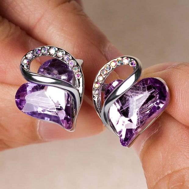 Natural Various Gemstone Birthstone Crystal Love Stud Earrings Earrings BS 16