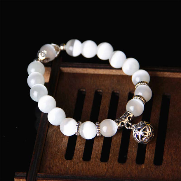 Buddha Stones Tibetan Cat Eye Lucky Bracelet Bracelet BS White