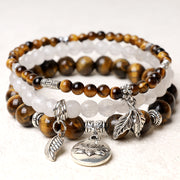 Buddha Stones 3PCS Natural Quartz Crystal Beaded Healing Energy Lotus Bracelet Bracelet BS 26