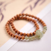 Buddha Stones Sandalwood Hetian Jade Protection Double Wrap Bracelet Bracelet BS Sandalwood(Protection♥Calm)