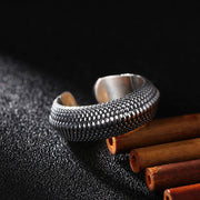 Buddha Stones Simple Dragon Scale Design Copper Luck Wealth Adjustable Ring Ring BS 1