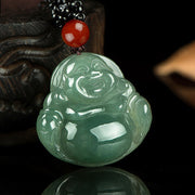 Buddha Stones Laughing Buddha Jade Abundance String Necklace Pendant Necklaces & Pendants BS 26*30mm