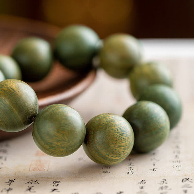 Buddha Stones Tibetan Green Sandalwood Soothing Cure Bracelet