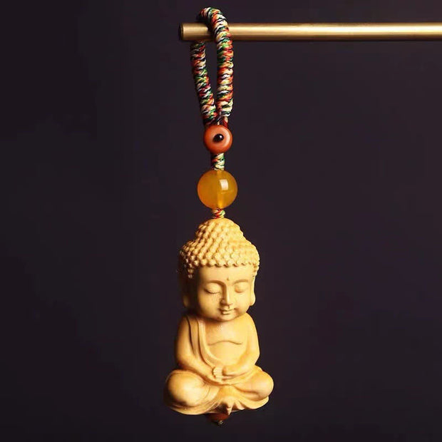 Buddha Stones Tathagata Buddha Serenity Peace Boxwood Keychain Key Chain BS 1