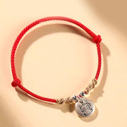 Buddha Stones Handmade 999 Sterling Silver Year of the Dragon Cute Chinese Zodiac Luck Braided Bracelet Bracelet BS Red Rope Dragon(Wrist Circumference 14-17cm)