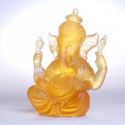 Buddha Stones Handmade Ganesh Ganpati Elephant Figurine Liuli Crystal Art Piece Protection Statue Home Decoration