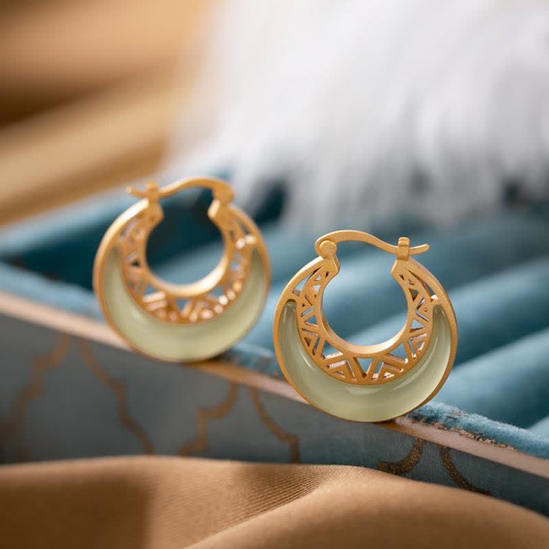 Lotus Crescent 22k buy Gold Plated Brass Earring