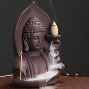 Buddha Stones Tibetan Avalokitesvara Buddha Lotus Healing Backflow Smoke Fountain Incense Burner Incense Burner BS 8