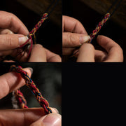 Buddha Stones Tibetan Handmade Colorful Thread 925 Sterling Silver Koi Fish Protection Strength String Bracelet