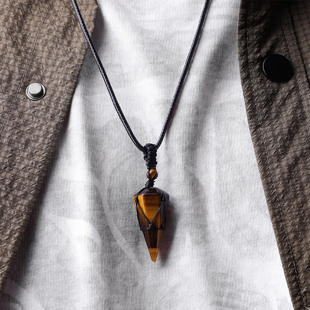 Buddha Stones Natural Stone Pointed Pendant Necklace Necklaces & Pendants BS 4