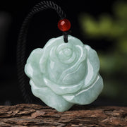 Buddha Stones Lotus Pattern Jade Abundance Prosperity Necklace String Pendant Necklaces & Pendants BS 1