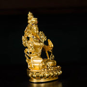 Buddha Stones Bodhisattva White Tara Hope Protection Gold Plated Statue Decoration