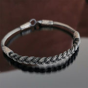 Buddha Stones 999 Sterling Silver Handmade Vikings Peace Weave Bracelet