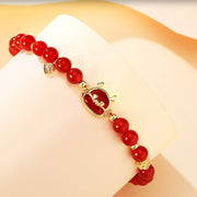 Buddha Stones Year Of The Dragon 925 Sterling Silver Red Agate Love Heart Luck Bracelet Necklace Pendant