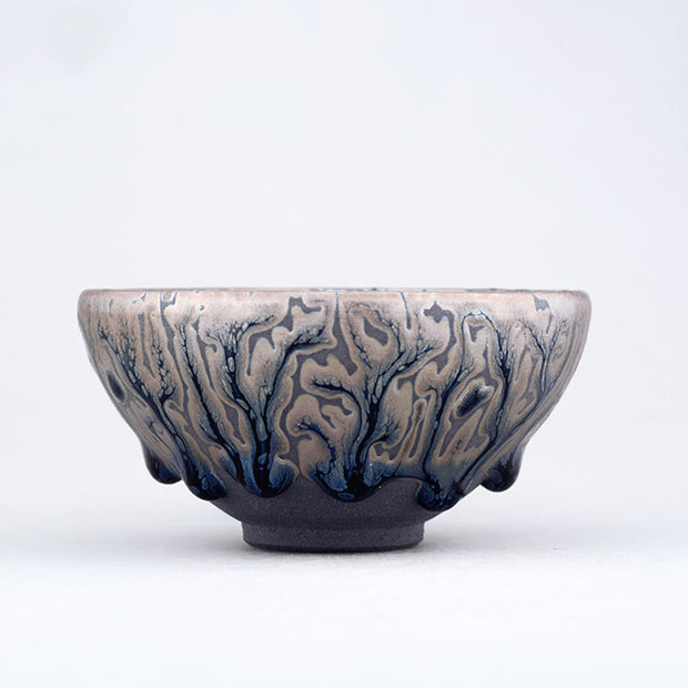 Buddha Stones Handmade Tea Tree Design Chinese Jianzhan Ceramic Teacup Kung Fu Tea Cup
