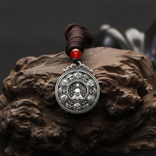 Buddha Stones 999 Sterling Silver Buddha Om Mani Padme Hum Wisdom Necklace Pendant Necklaces & Pendants BS 4
