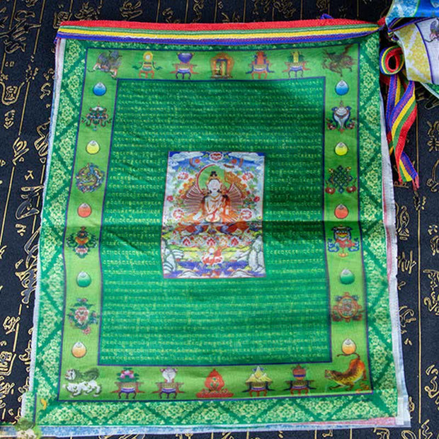 Buddha Stones Tibetan 5 Colors Windhorse Buddha Tara Scriptures Healing Auspicious Outdoor Prayer Flag TIBETAN PRAYER FLAGS buddhastoneshop 11