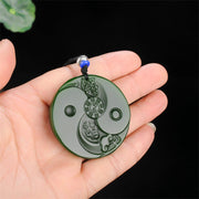Buddha Stones Bagua Yin Yang Cyan Jade Luck Necklace Pendant Necklaces & Pendants BS 2