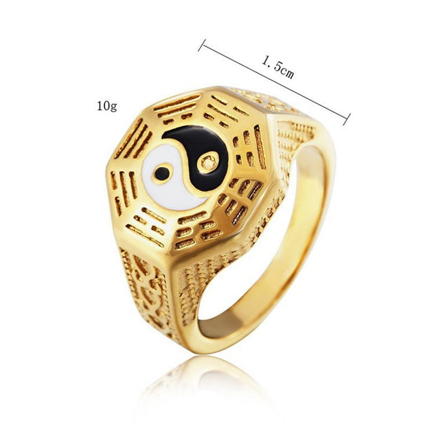Buddha Stones Yin Yang Symbol Copper Luck Ring Rings BS 3