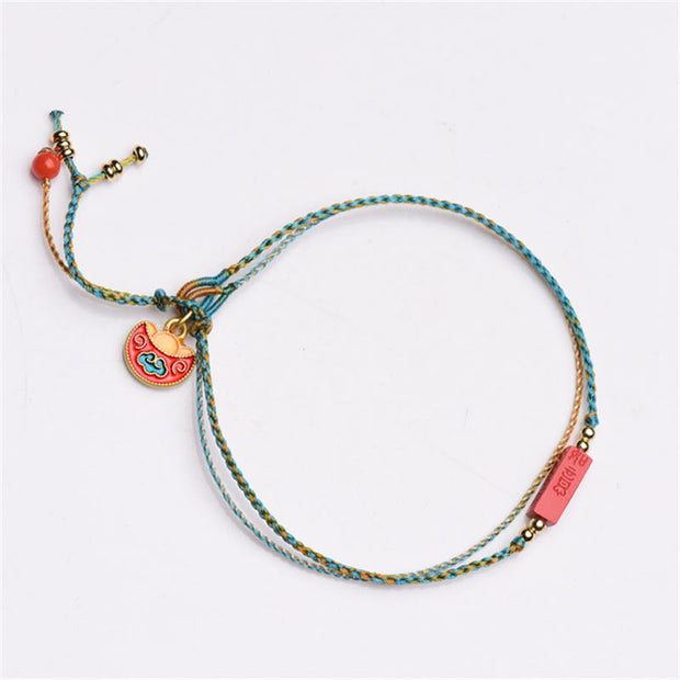 Buddha Stones Handmade Cinnabar As One Wishes Blessing Braid Double Layer Bracelet Bracelet BS 8