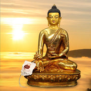 Buddha Stones Buddha Shakyamuni Medicine Buddha Compassion Copper Gold Plated Statue Decoration