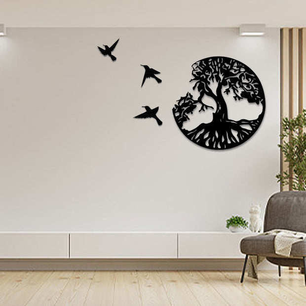 Buddha Stones Tree of Life Birds Creation Wall Art