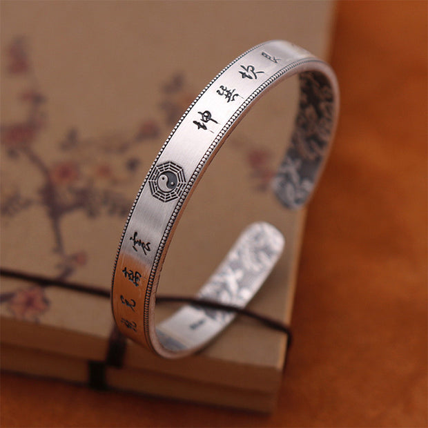Buddha Stones 999 Sterling Silver Bagua Yin Yang Balance Bracelet Bracelet Bangle BS 2