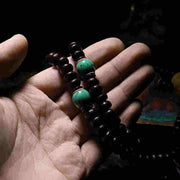 Buddha Stones Tibet 108 Mala Beads Purple Bodhi Seed Bagua Vajra Auspiciousness Bracelet Mala Bracelet BS 14